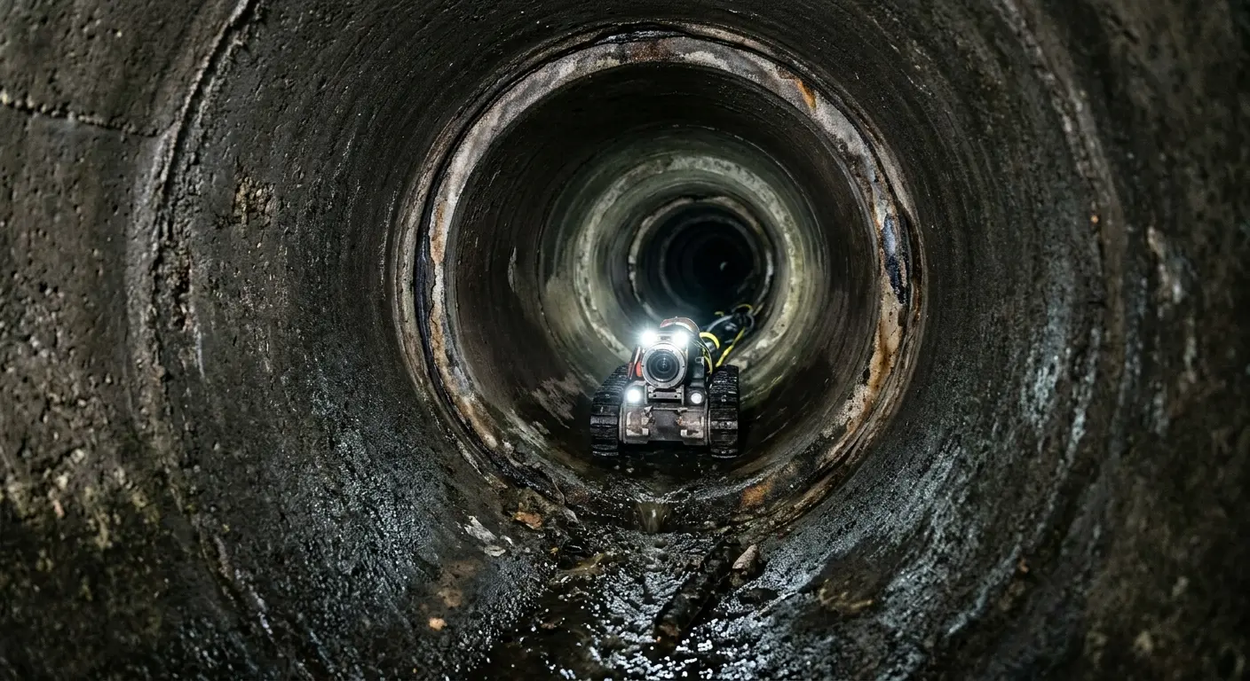 Robotic sewer camera inspecting pipe interior for Sewer Line Repair in McAlester